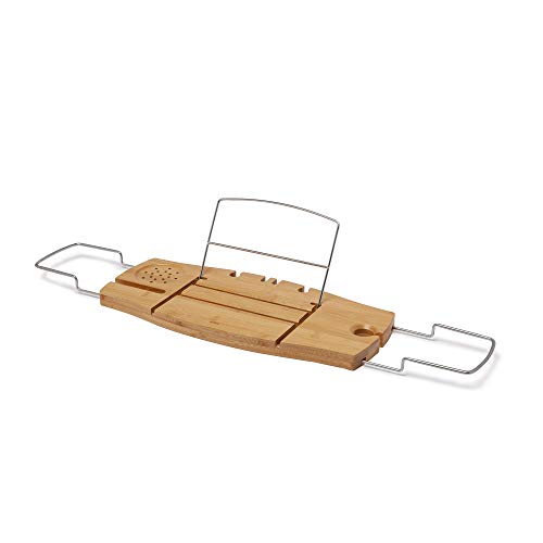 Product Cover Umbra Aquala, Bamboo and Chrome Extendable Bathtub Tray Caddy, Natural