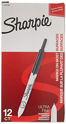 Product Cover Sharpie 1735790 Retractable Permanent Markers, Ultra Fine Point, Black, 12 Count