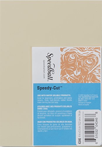Product Cover Speedball 004346 4346 Speedy-Cut Printing Block-Soft Rubber-Like Material Easy to Carve, 4 x 5.5 Inches