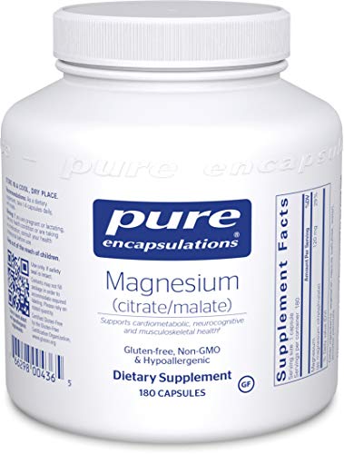 Product Cover Pure Encapsulations - Magnesium (Citrate/Malate) - Hypoallergenic Supplement Supports Nutrient Utilization and Physiological Functions* - 180 Capsules
