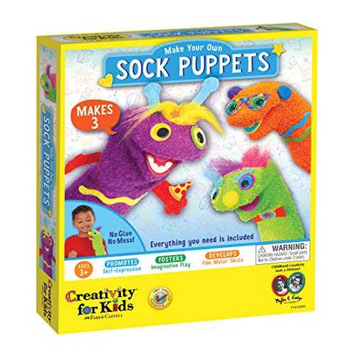Product Cover Creativity for Kids My First Sock Puppets - Hand Puppets for Kids - Mess Free and Travel Friendy