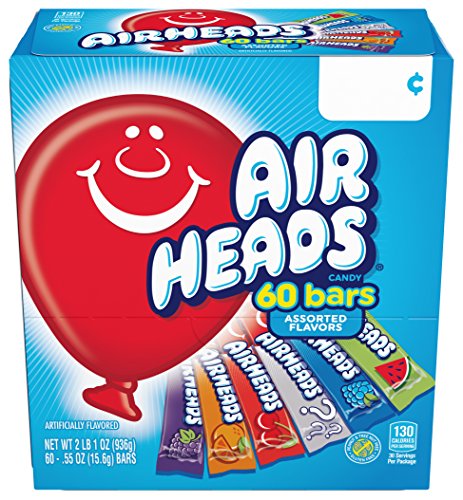 Product Cover Airheads Candy Bars, Variety Halloween Bulk Box, Chewy Full Size Fruit Taffy, Back to School for Kids, Non Melting, Party 60 Count (Packaging May Vary)
