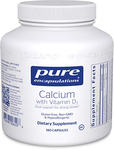 Product Cover Pure Encapsulations - Calcium with Vitamin D3 - Hypoallergenic Dietary Supplement Supports Bone, Colon, and Cardiovascular Health - 180 Capsules