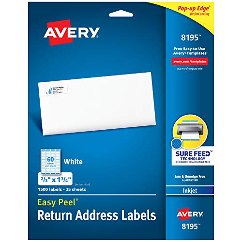 Product Cover Avery Return Address Labels with Sure Feed for Inkjet Printers, 2/3