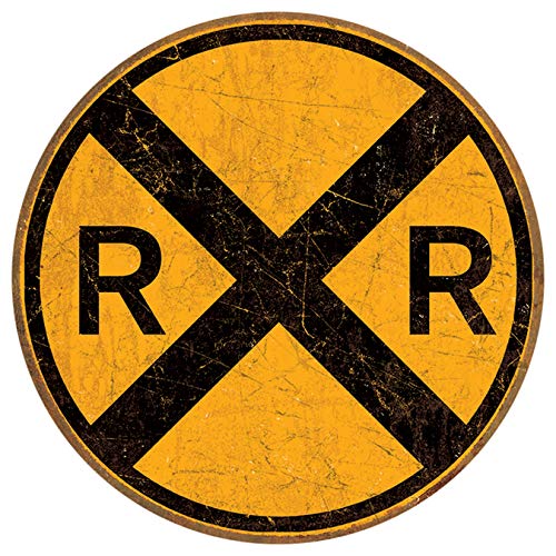 Product Cover Desperate Enterprises Railroad Crossing Tin Sign, 11.75
