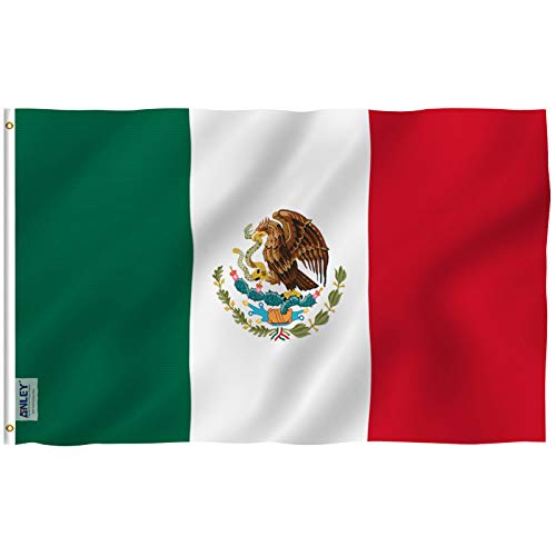 Product Cover Anley Fly Breeze 3x5 Foot Mexico Flag - Vivid Color and UV Fade Resistant - Canvas Header and Double Stitched - Mexican MX National Flags Polyester with Brass Grommets 3 X 5 Ft