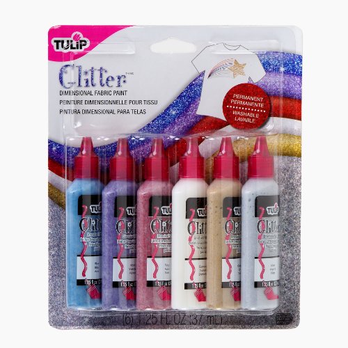 Product Cover Tulip 23427 Dimensional Glitter Fabric Paint, 6-Pack