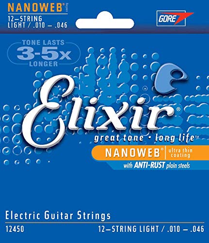Product Cover Elixir Strings 12-String Electric Guitar Strings w NANOWEB Coating, Light (12450)