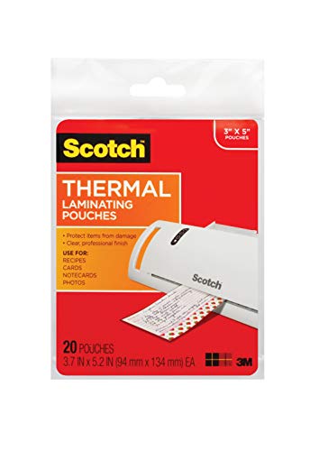 Product Cover Scotch Thermal Laminating Pouches, 3.7 x 5.2-Inches, 20-Pouches (TP5902-20)