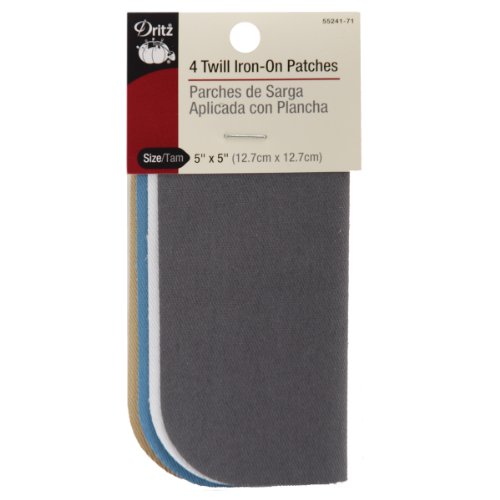 Product Cover Dritz 55241-71 Patches, Iron-On, Twill, Light Colors, 5 x 5-Inch (4-Count)