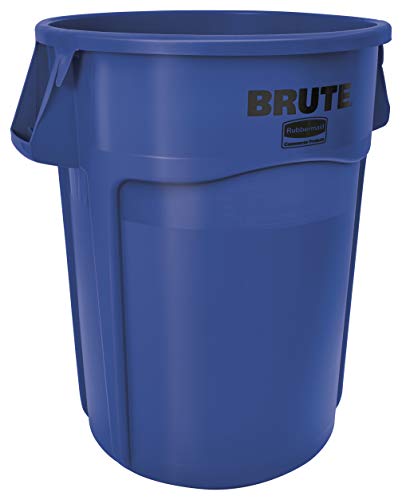 Product Cover Rubbermaid Commercial Products FG264360BLUE BRUTE Heavy-Duty Round Trash/Garbage Can, 44-Gallon, Blue