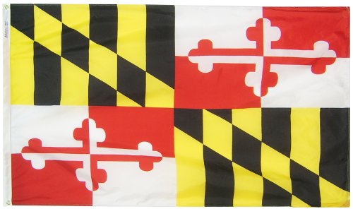 Product Cover Annin Flagmakers Model 142360 Maryland State Flag 3x5 ft. Nylon SolarGuard Nyl-Glo 100% Made in USA to Official State Design Specifications.