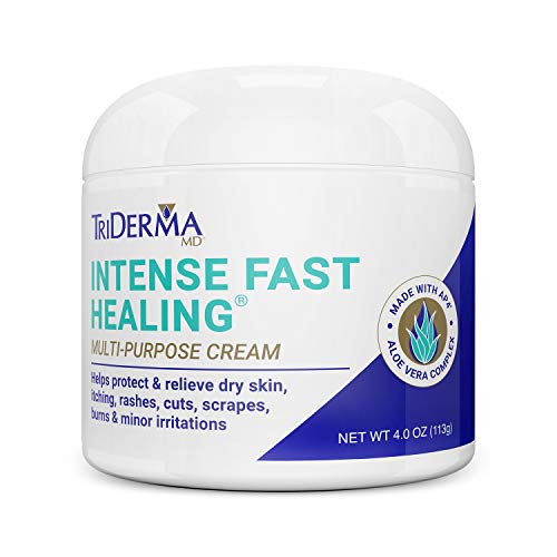 Product Cover TriDerma Intense Fast Healing Cream, Decreases Healing Time for Minor Irritations, Rashes, Scrapes, Cuts, Screw Top Jar, 4oz.