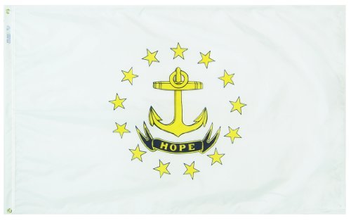 Product Cover Annin Flagmakers Model 144760 Rhode Island State Flag 3x5 ft. Nylon SolarGuard Nyl-Glo 100% Made in USA to Official State Design Specifications.