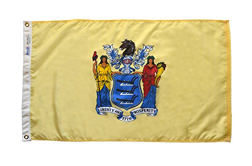 Product Cover Annin Flagmakers Model 143660 New Jersey State Flag 3x5 ft. Nylon SolarGuard Nyl-Glo 100% Made in USA to Official State Design Specifications.