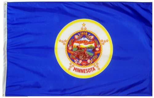 Product Cover Annin Flagmakers Model 142760 Minnesota State Flag 3x5 ft. Nylon SolarGuard Nyl-Glo 100% Made in USA to Official State Design Specifications.