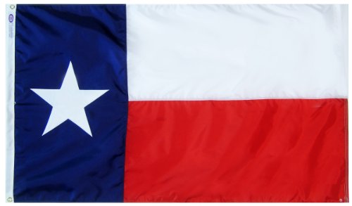 Product Cover Annin Flagmakers Model 145260 Texas State Flag 3x5 ft. Nylon SolarGuard Nyl-Glo 100% Made in USA to Official State Design Specifications.