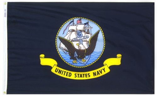 Product Cover Annin Flagmakers Model 439030 U.S. Navy Military Flag 3x5 ft. Nylon SolarGuard Nyl-Glo 100% Made in USA to Official Specifications. Officially Licensed Manufacturer.