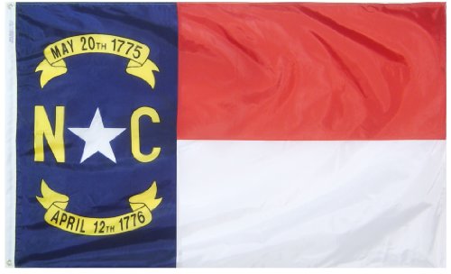 Product Cover Annin Flagmakers Model 143960 North Carolina State Flag 3x5 ft. Nylon SolarGuard Nyl-Glo 100% Made in USA to Official State Design Specifications.