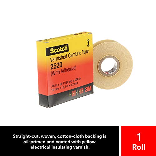 Product Cover Scotch Varnished Cambric Tape 2520, 3/4 in x 60 ft, 1 roll/carton, Yellow