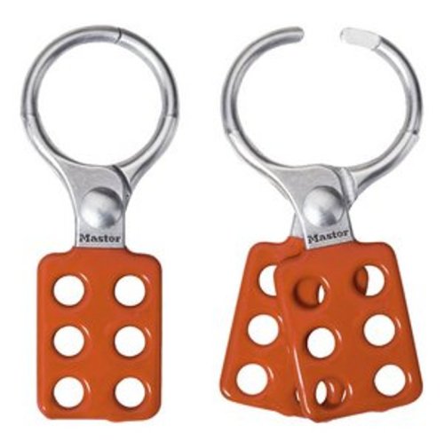 Product Cover Master Lock Lockout Tagout Hasp, Vinyl Coated Aluminum Hasp, 1-1/2 in. Jaw Clearance, 417