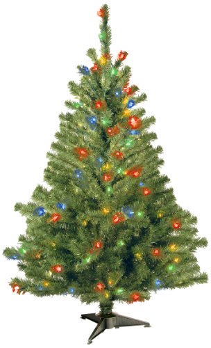 Product Cover National Tree 4 Foot Kincaid Spruce Tree with 100 Multicolor Lights (KCDR-40RLO-S)