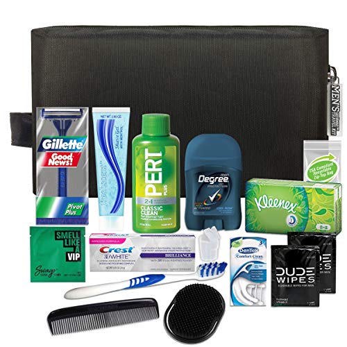 Product Cover Convenience Kits International Men's Premium 15-Piece Assembled Travel Kit Featuring: Gillette and Barbasol Shave Products
