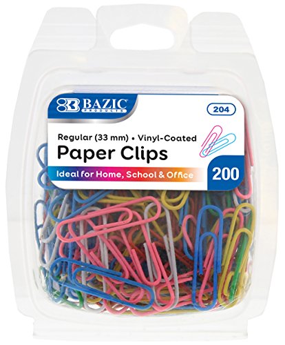 Product Cover BAZIC No.1 Regular Color Paper Clips, 33 mm, Assorted, 200 Per Pack
