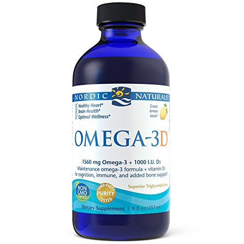 Product Cover Nordic Naturals Omega-3D Liquid - Promotes Heart Health, with Added Vitamin D3 for Additional Bone, Cognitive, and Immune Support*, Lemon, 8 Ounces