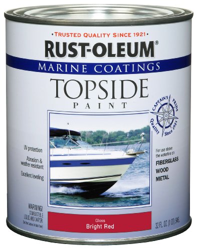 Product Cover Rust-Oleum 207004 Marine Coatings Topside Paint, Quart, Bright Red