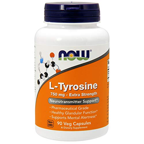 Product Cover NOW Supplements, L-Tyrosine 750 mg, Supports Mental Alertness*, Neurotransmitter Support*, 90 Veg Capsules