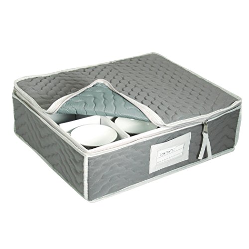 Product Cover China Cup Storage Chest - Deluxe Quilted Microfiber (Light Gray) (13