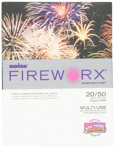 Product Cover Boise Fireworx Color Copy/Laser Paper, 20 lb, Letter Size (8.5 x 11), Powder Pink, 500 Sheets (MP2201-PK)