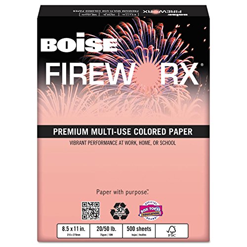 Product Cover Boise Fireworx Color Copy/Laser Paper, 20 lb, Letter Size (8.5 x 11), Jammin' Salmon, 500 Sheets (MP2201-SN)