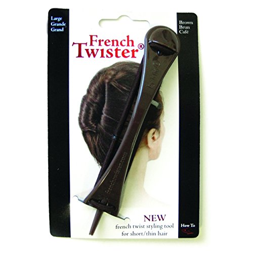 Product Cover Mia French Twister, Updo Styling Tool, French Twist Bun Maker, Large Size, For Long and/or Thick Hair, Brown, For Women, Girls, Brides, PATENTED 1pc