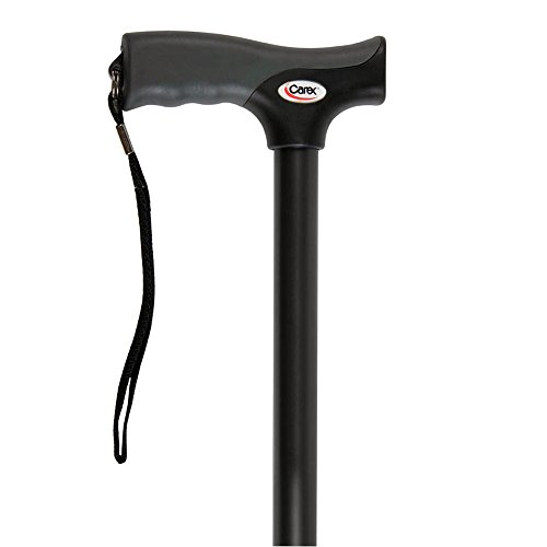 Product Cover Carex Soft Grip Walking Cane - Height Adjustable Cane With Wrist Strap - Latex Free Soft Cushion Handle, Black