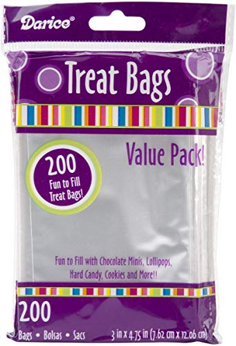 Product Cover Darice Value Pack, 3 x 4.75 inches, 200 Pieces Treat Bags, 3 by 4.75-Inch, Clear/Transparent