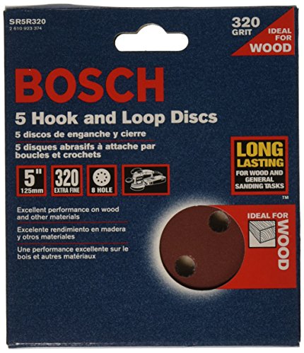 Product Cover Bosch SR5R320 5-Piece 320 Grit 5 In. 8 Hole Hook-And-Loop Sanding Discs