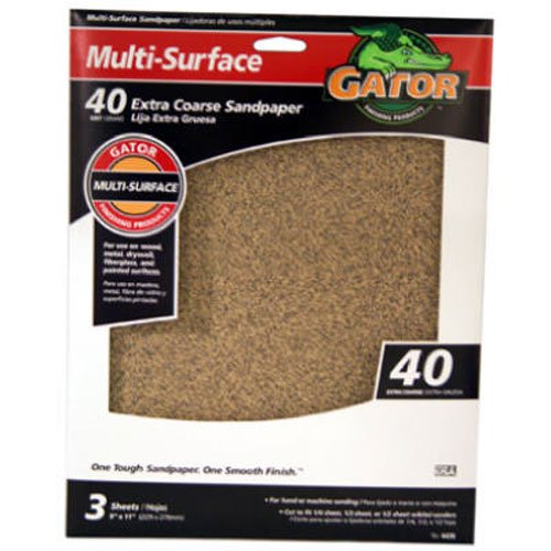 Product Cover ALI INDUSTRIES Gator Finishing 4439 40 Grit Aluminum Oxide Sanding Sheets (3 Pack), 9