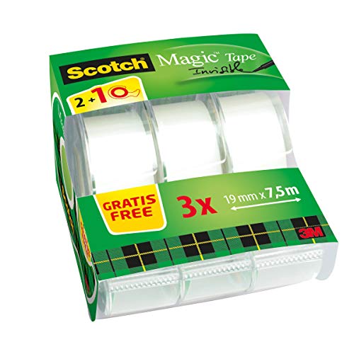 Product Cover Scotch Magic Tape 8-1975C3 Caddy Pack, 7.5 M x 19 MM Transparent/Green