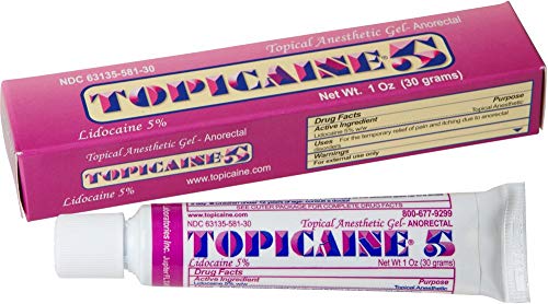 Product Cover TOPICAINE 5 - Net Wt. 1 OZ (30 Grams) Lidocaine Anesthetic Anorectal Numbing Gel