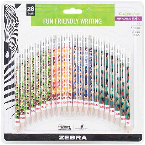 Product Cover Zebra Cadoozles Mechanical Pencil, 0.9mm Point Size, Standard HB Lead, Assorted Woodlands Barrel Patterns, 28-Count