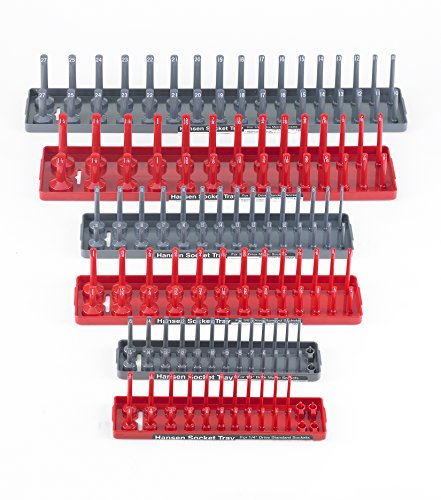 Product Cover Hansen Global 92000 SAE & Metric, 2-Row Socket Tray Set - 6-Pieces, Red & Grey