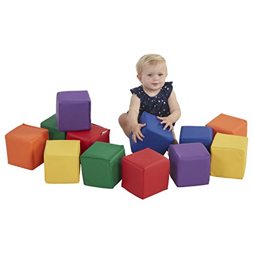 Product Cover ECR4Kids SoftZone Patchwork Toddler Block Playset, Gentle Foam Blocks for Safe Active Play and Building, Built to Last, Certified and Safe, 12-Piece Set, Primary