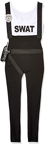 Product Cover Leg Avenue Women's 3pc.swat Bombshell,Suspender Jumpsuit, Belt, and Toy Walkie Talkie, black, Medium