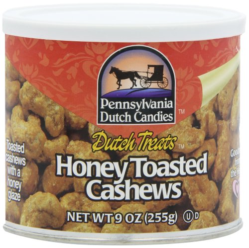 Product Cover Pennsylvania Dutch Candies Honey Toasted Cashews, 9-Ounces Tins (Pack of 4)