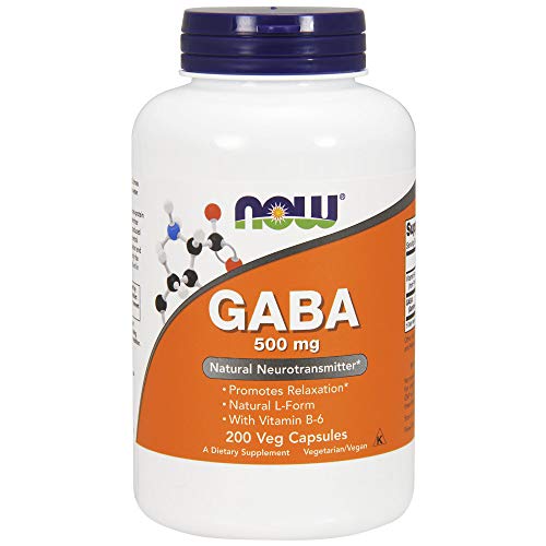 Product Cover NOW Supplements, GABA (Gamma-Aminobutyric Acid)500 mg + B-6, 200 Count, Veg Capsules