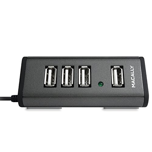 Product Cover Macally 4 Port Powered USB 2.0 Hub with 5V 2A Power Adapter & 5 foot long Cable (TriHub4)
