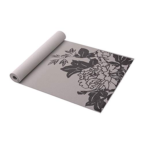 Product Cover Gaiam Yoga Mat Classic Print Non Slip Exercise & Fitness Mat for All Types of Yoga, Pilates & Floor Workouts, Grey Peony Prosperity, 4mm