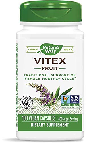 Product Cover Nature's Way Vitex; 400 mg; Non-GMO Project Verified; TRU-ID Certified; 100 Vegetarian Capsules, Pack of 2